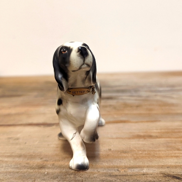 Vintage Porcelain Setter Dog figurine , black and white - Picture 3 of 6